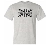 Villa Football T Shirt Till I Die 80's Novelty Gift Grey S