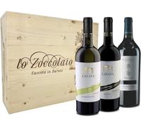 Villa Lanata Lo Zoccolaio Langhe Chardonnay + Piemonte Rosso + Barbera d'Alba Mixed Dry Wine in Wood Case - Luxury Wine - Gifts for Women - Mum- 3 x 750 ml (Pack of 6)