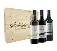 Villa Lanata Lo Zoccolaio Langhe Chardonnay + Piemonte Rosso + Barbera d'Alba Mixed Dry Wine in Wood Case - Luxury Wine - Gifts for Women - Mum- 3 x 750 ml