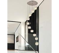 Villa Simple Creative Spiral Chandelier Modern High Ceiling Staircase Spiral Long Hanging Lights Pendant Light for Living Room Duplex Building Hollow Chandelier Square Glass Block lamp