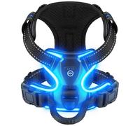 Villabliss Light Up Dog Harness Rechargeable for Night Walking | No choking adjustable, LED, 3 light modes, 20-hour battery life, reflective, breathable, durable oxford