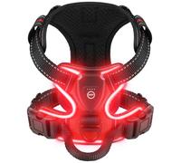 Villabliss Light Up Dog Harness Rechargeable for Night Walking | No choking adjustable, LED, 3 light modes, 20-hour battery life, reflective, breathable, durable oxford