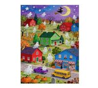 Village 500 Piece Jigsaw Puzzle for Adults, Spooky Haunted Ghost Town Artwork, Halloween Theme Night Scene, Mysterious Artistic Puzzle Challenge Gift, 20.5x15 in