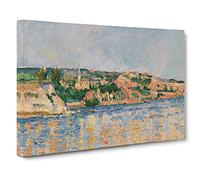 Village At The Water's Edge By Paul Cezanne Canvas Print for Living Room Bedroom Home Office Décor, Wall Art Picture Ready to Hang, 30 x 20 Inch (76 x 50 cm)