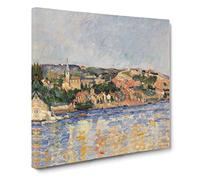 Village At The Water's Edge by Paul Cezanne Canvas Print | Gallery Wrapped 30mm Frame Wall Art | 20x20 inches | Ready to Hang | Impressionist Picture | Living Room Bedroom Lounge Office