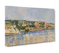 Village At The Water's Edge By Paul Cezanne Canvas Print | Gallery Wrapped 30mm Frame Wall Art | 30x20 inches | Ready to Hang | Impressionist Picture | Living Room Bedroom Lounge Office