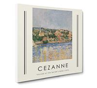 Village At The Water's Edge By Paul Cezanne Exhibition Museum Classic Painting Canvas Wall Art Print Ready to Hang, Framed Picture for Living Room Bedroom Home Office Décor, 20x20 Inch (50x50 cm)