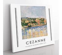 Village At The Water's Edge By Paul Cezanne Exhibition Museum Classic Painting Canvas Wall Art Print Ready to Hang, Framed Picture for Living Room Bedroom Home Office Décor, 50x50 cm (20x20 Inch)