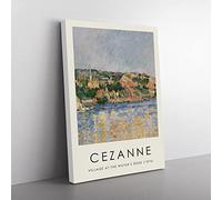 Village At The Water'S Edge By Paul Cezanne Exhibition Museum Painting Canvas Wall Art Print Ready to Hang, Framed Picture for Living Room Bedroom Home Office Décor, 76x50 cm (30x20 Inch)