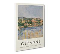 Village At The Water'S Edge By Paul Cezanne Exhibition Museum Painting Canvas Wall Art Print Ready to Hang, Framed Picture for Living Room Bedroom Home Office Décor, 24x16 Inch (60x40 cm)