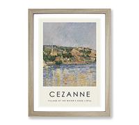 Village At The Water'S Edge By Paul Cezanne Exhibition Museum Painting Framed Wall Art Print, Ready to Hang Picture for Living Room Bedroom Home Office Décor, Oak A2 (64 x 46 cm)