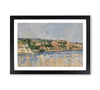 Village at The Water's Edge by Paul Cezanne Framed Print | A2 Black Framed Wall Art | Ready to Hang | Modern Historical Picture | Living Room Bedroom Lounge Office
