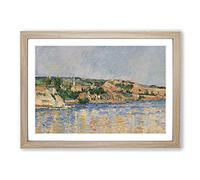 Village at The Water's Edge by Paul Cezanne Framed Print | A2 Oak Framed Wall Art | Ready to Hang | Modern Historical Picture | Living Room Bedroom Lounge Office