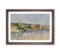 Village at The Water's Edge by Paul Cezanne Framed Print | A2 Walnut Framed Wall Art | Ready to Hang | Modern Historical Picture | Living Room Bedroom Lounge Office