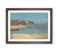 Village By The Sea In Brittany By Odilon Redon Classic Painting Framed Print | A2 Walnut Framed Wall Art | Ready to Hang | Classic Nautical Picture | Living Room Bedroom Lounge Office