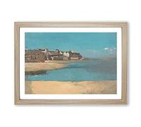 Village by The Sea in Brittany by Odilon Redon Framed Print | A2 Oak Framed Wall Art | Ready to Hang | Modern Nautical Picture | Living Room Bedroom Lounge Office