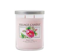 Village Candle Beach Rose, Medium Silver Lid Tumbler Scented Candle, 14oz