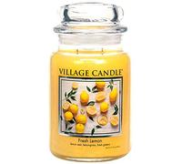 Village Candle Fresh Lemon Large Apothecary Jar, Scented Candle, Yellow, 21.25 oz.