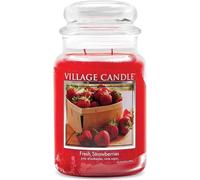 Village Candle Fresh Strawberries Scented Jar Candle, Red