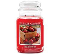Village Candle Large Fragranced Candle Jar - 17cm x 10cm - 26oz (1219g)- Fresh Strawberries - upto 170 hours burn time