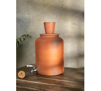 Village Decor Handmade Earthen Clay Water Pot with Lid & 304 Stainless Steel tap (6 Litre / 6000 ML)