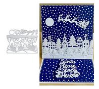 Village Die Cuts for Card Making, Elk pulls Santa Claus Metal Cutting Dies for Paper Scrapbooking, DIY Stencils for Album Party Wedding Festivals Decoration