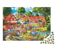 Village Fair Jigsaw Puzzles 1000Pc Recyclable Material Green Meadow Senior Puzzles Impossible Hard Difficult Challenging Educational Game for Men 38x26cm/1000pcs