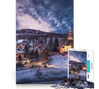 Village for Christmas Jigsaw 1000 Pieces Memory Skill Fun Smooth Edge Perfect Interlock Fun-filled Way to Fill Empty Hours (38x52cm)