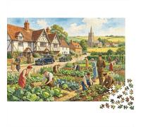 Village Garden Jigsaw Puzzles 1000 Piece Recyclable Rural Life Puzzle for Elderly Educational Game Decompression Ideal for Holiday Blessings Gift 38x26cm/1000pcs