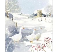 Village Geese in Snow Stunning Art Pack of 5 Charity Season's Greetings Christmas Cards of 1 Design by Woodmansterne - 474071