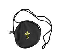 VILLAGE GIFT IMPORTERS 4" Round Burse | Great Durable Material | 3 Colors | Holds Most Pyxes | Christian Church Supplies, Black, S