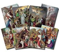VILLAGE GIFT IMPORTERS Complete Set Stations of The Cross Prints by Vicentin | Each Image is 8" x 10" | Ready for Framing | Perfect for Chapels and Classrooms! | Printed in Italy