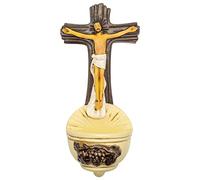 VILLAGE GIFT IMPORTERS - Crucifix Holy Water Font | Catholic Wall Art for Home | Great Christian Gift for Baptism, First Holy Communion, Confirmation, Weddings | Add to Prayer Space