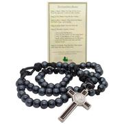 VILLAGE GIFT IMPORTERS Large Guardian's Rosary | Paracord and Half Inch Hail Mary Beads with Saint Benedict Crucifix | Use as a Rosary or Wall Decor, L, Plastic, No Gemstone