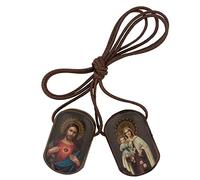 VILLAGE GIFT IMPORTERS Large Intercession Scapular with Wooden Tags | Sacred Heart & Mary | Brown Wood, No Metal | Catholic Gift for Religious Events, Holidays