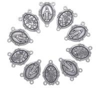 VILLAGE GIFT IMPORTERS Miraculous Medal Rosary Center Beads | Blue or Silver-tone | Great for DIY Rosaries, Jewelry, and Chaplets | Catholic Religious Craft Supplies | Mother Mary Devotional, Metal