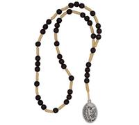 VILLAGE GIFT IMPORTERS Saint Michael Chaplet Rosary with Prayer Card | Wooden Beads on Cord | Patron Saint of Soldiers, Police, and Paramedics | Made in Italy