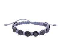 VILLAGE GIFT IMPORTERS St. Benedict Adjustable Bracelet | Medal Beads and Prayer Card | Catholic Protection Bracelet | Patron Saint of Students, One Size, Nylon, no gemstone