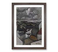 Village Hills Beyond Meulan by Roger De La Fresnaye Framed Print | A2 Walnut Framed Wall Art | Ready to Hang | Modern Nature Picture | Living Room Bedroom Lounge Office