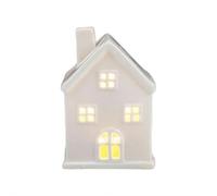 Village House Christmas Party Decorations - White Ceramic House Christmas Decor with LED Lights,Indoor White Xmas Holiday Rustic Unique Decor for Home Table Room Farmhouse Decoration (s6)