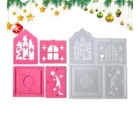 Village House Silicone Moulds, Silicone Moulds for Art Houses - Epoxy Resin Candle Holder Mould,Cute Concrete Moulds Night Light Holder Mould Centerpiece