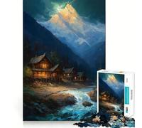 Village in The Mountains Jigsaw for Adults 1000 Pieces Brain Memory Game Laser Cut for Flawless Fit Unique Gift for Stress Relief (38x26cm)