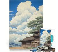 Village Japanese Painting 1000-piece Jigsaw Puzzles Brain Training Fun Tight Interlock No Gaps Bonding Activity for Loved Ones (38x26cm)