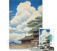 Village Japanese Painting Jigsaw Puzzle 1000 Piece Creative Skill Toy Clean Cut Sturdy Components Travel-friendly Brain Game Gift (50x75cm)