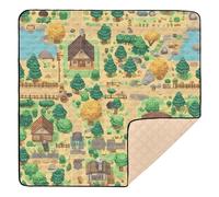 Village Landscape Map Large Non-Slip Baby Activity Play Mat for Floor Lightweight Kicking Mat for Baby Toddler Infant, 50'' x 50''