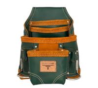 Village Leather Heavy Duty Tool Pouch | Carpenters Tool Pouch 3250, Green, Top Grain, 10 Pockets, 2 Hammer Holders, Reinforced Seams | Made from Premium Natural Grain Leather for Superior Durability