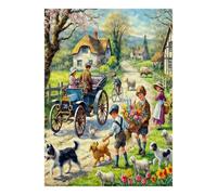 Village Life 1000 Pieces Mini Jigsaw Puzzle for Adults | 38x26cm Cardboard Home Decor Smooth Surface Birthday Gift Mind Relaxation