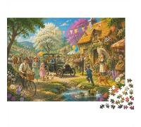 Village Life 1000 Pieces Mini Jigsaw Puzzle for Adults | 70x50cm Cardboard Home Decor Smooth Surface Birthday Gift Mind Relaxation