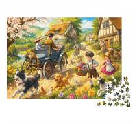 Village Life 1000 Pieces Mini Jigsaw Puzzle for Adults | 70x50cm Cardboard, Puzzle Assembly, Living Room Decor, Birthday Gift, Mind Relaxation