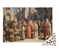 Village Market Jigsaw Puzzles Renaissance Aesthetics Challenge Toy Educational Games Home Decoration for Adults& Teenager Age 14 Years Up 70x50cm/1000pcs
